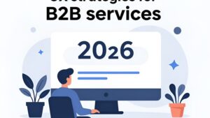 Футуристическая концепция UX-стратегий для B2B-сервисов от студии ИнфоМаркет в современном цифровом стиле